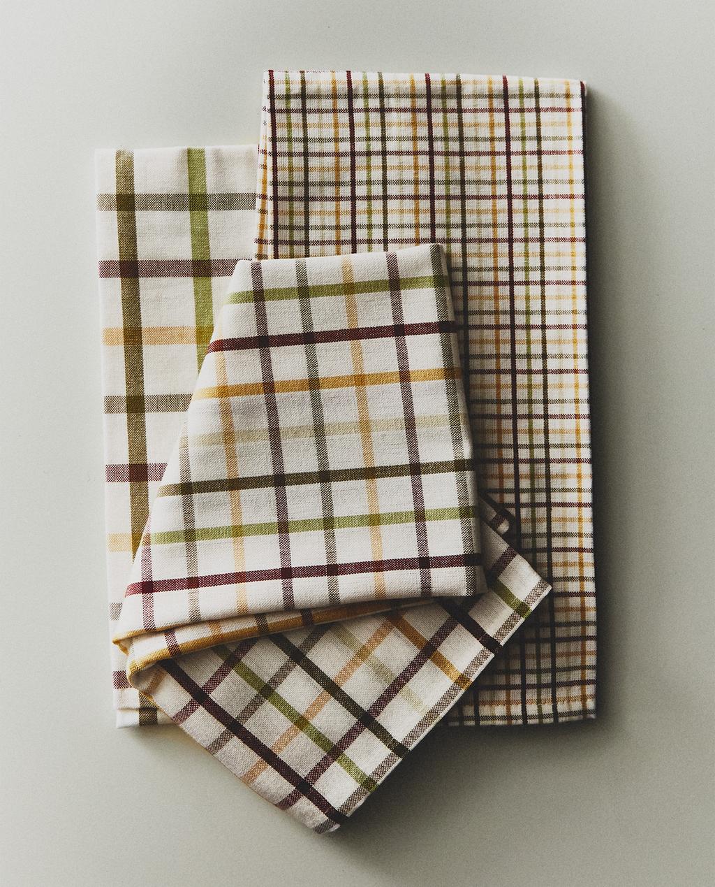 SET OF DYED THREAD TEA TOWELS (SET OF 3)