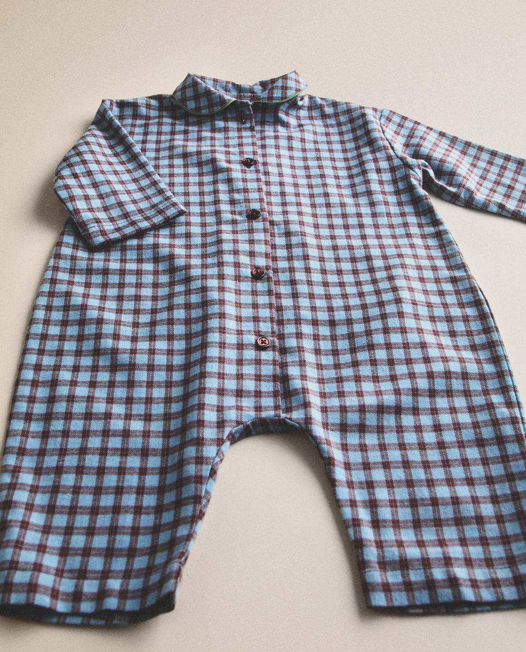 BABY CHECK FLANNEL ROMPER