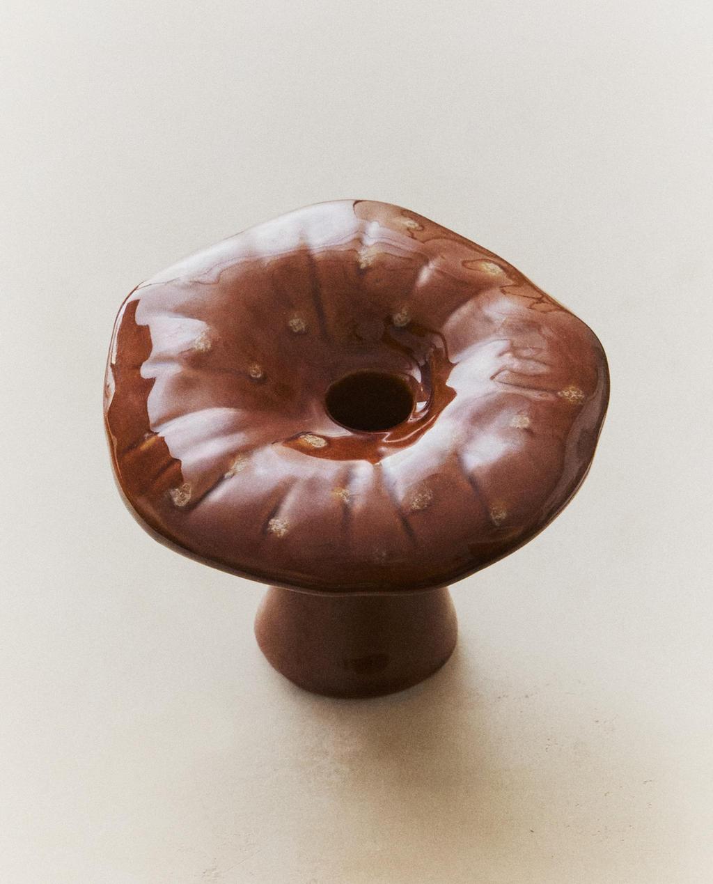 LARGE STONEWARE MUSHROOM CANDLESTICK