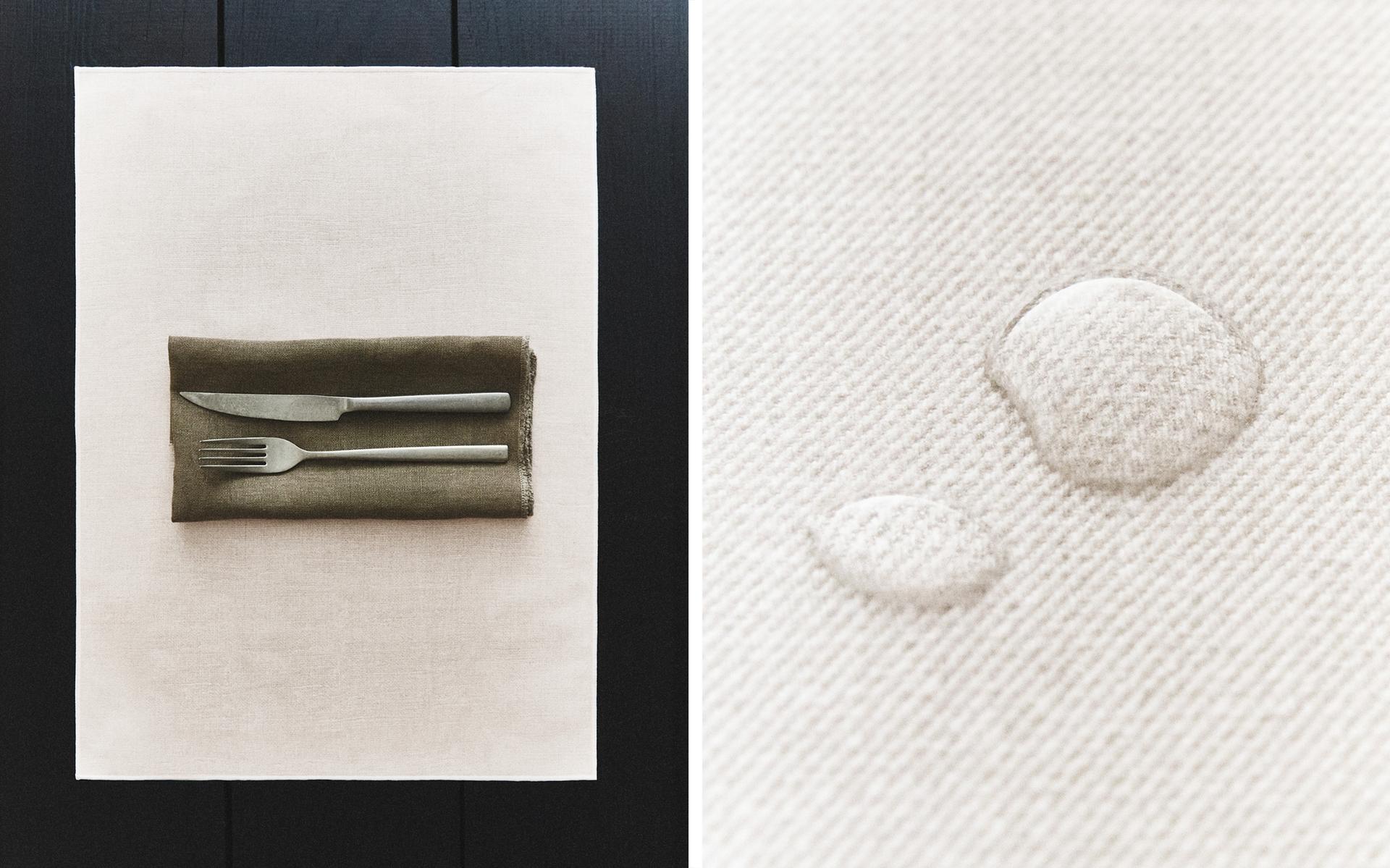 RESIN-COATED PLACEMAT WITH OVERLOCK