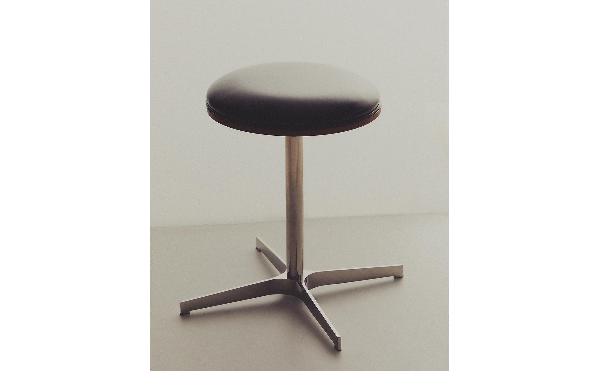 LEATHER AND STAINLESS STEEL STOOL