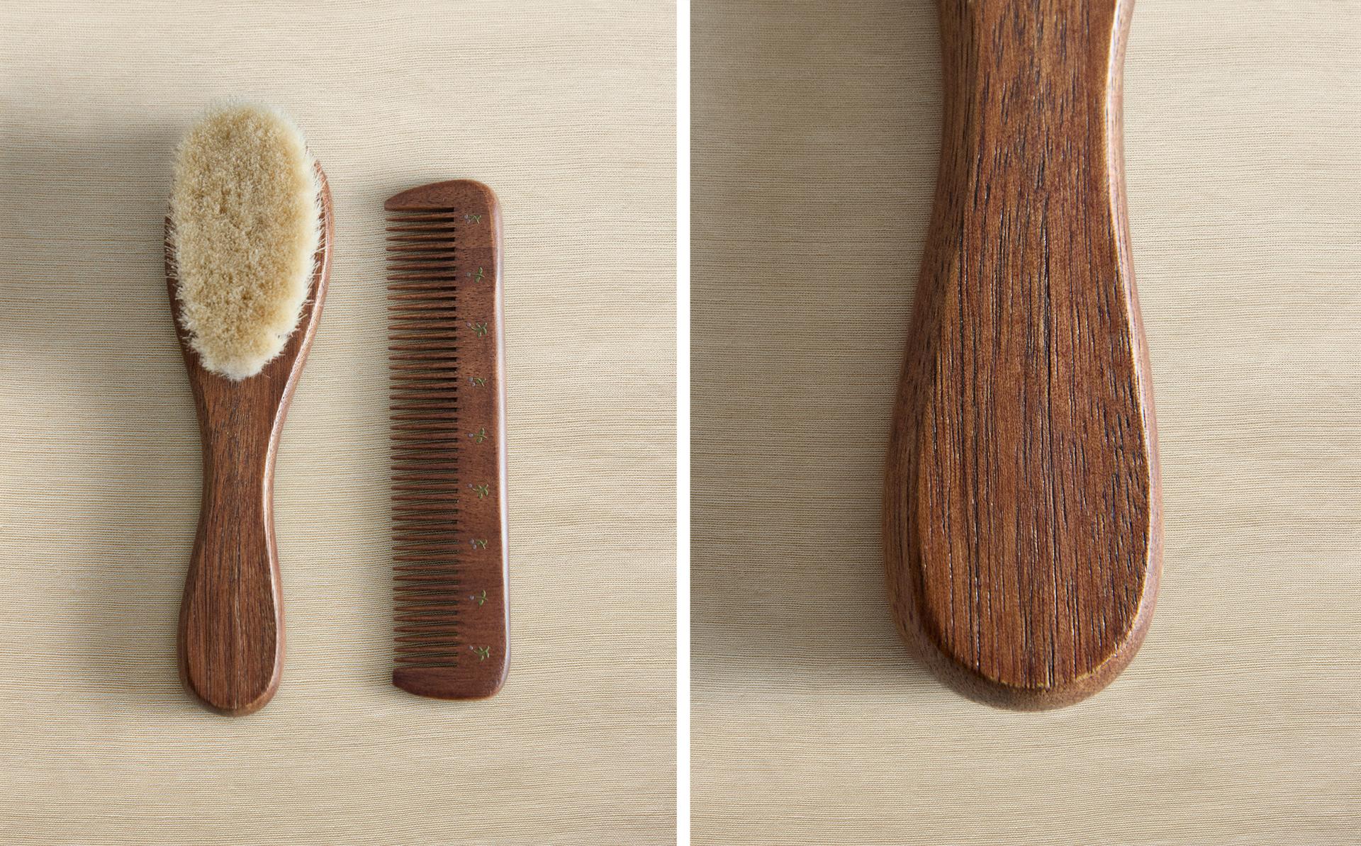 BABY BRUSH AND COMB SET WITH FLOWERS