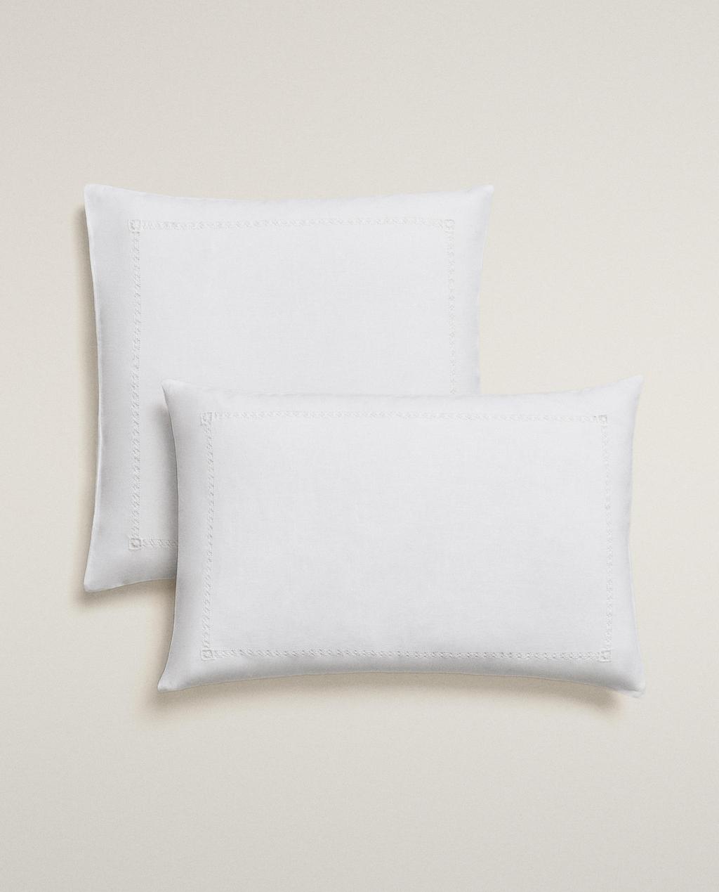 HEMSTITCHED LINEN PILLOWCASE