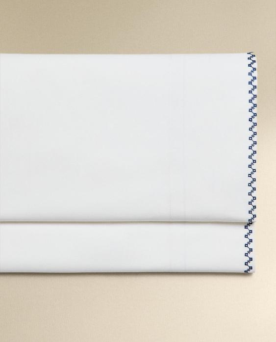 GEOMETRIC EMBROIDERED FLAT SHEET