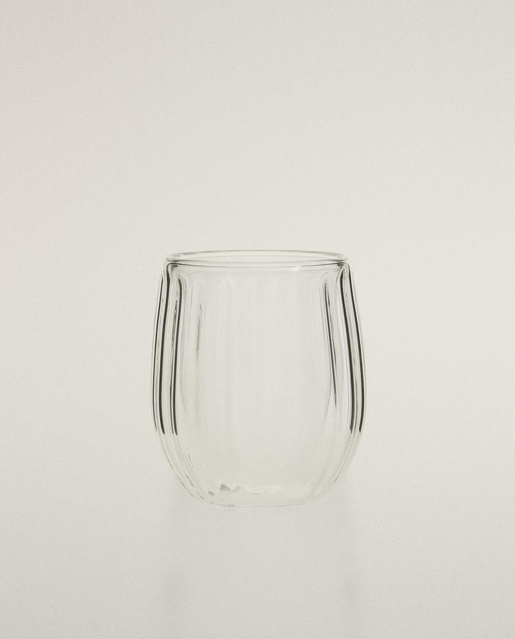 BOROSILICATE GLASS TUMBLER WITH RAISED LINES