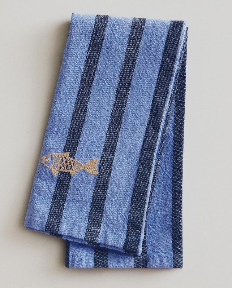 LOT DE 2 SERVIETTES DE TABLE RAYURES FIL TEINTÉ