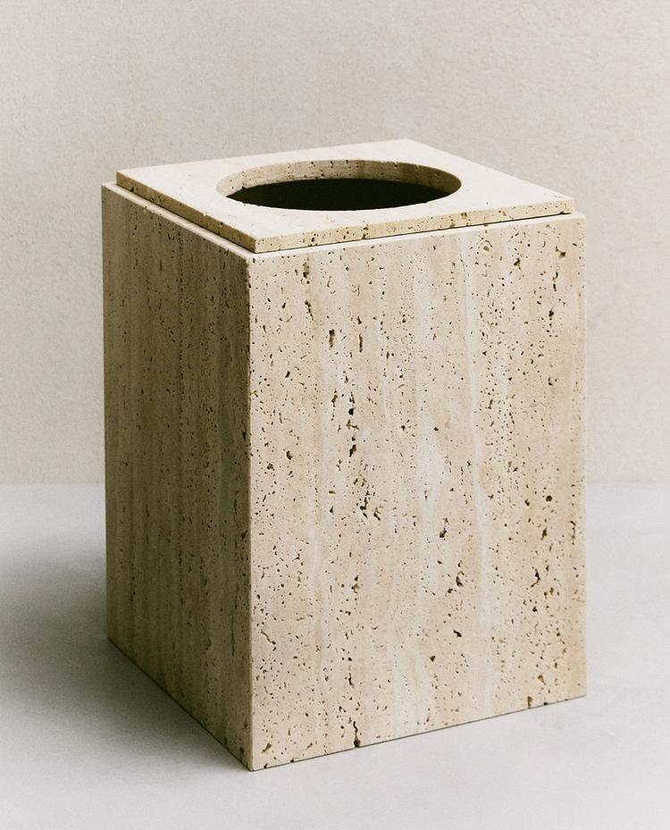 BEIGE MARBLE BATHROOM BIN