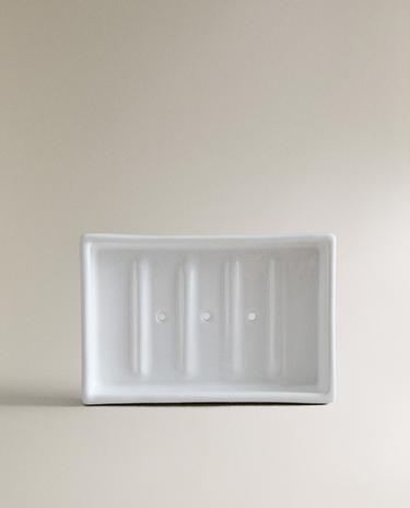 PORTE-SAVON EN FAÏENCE BLANCHE