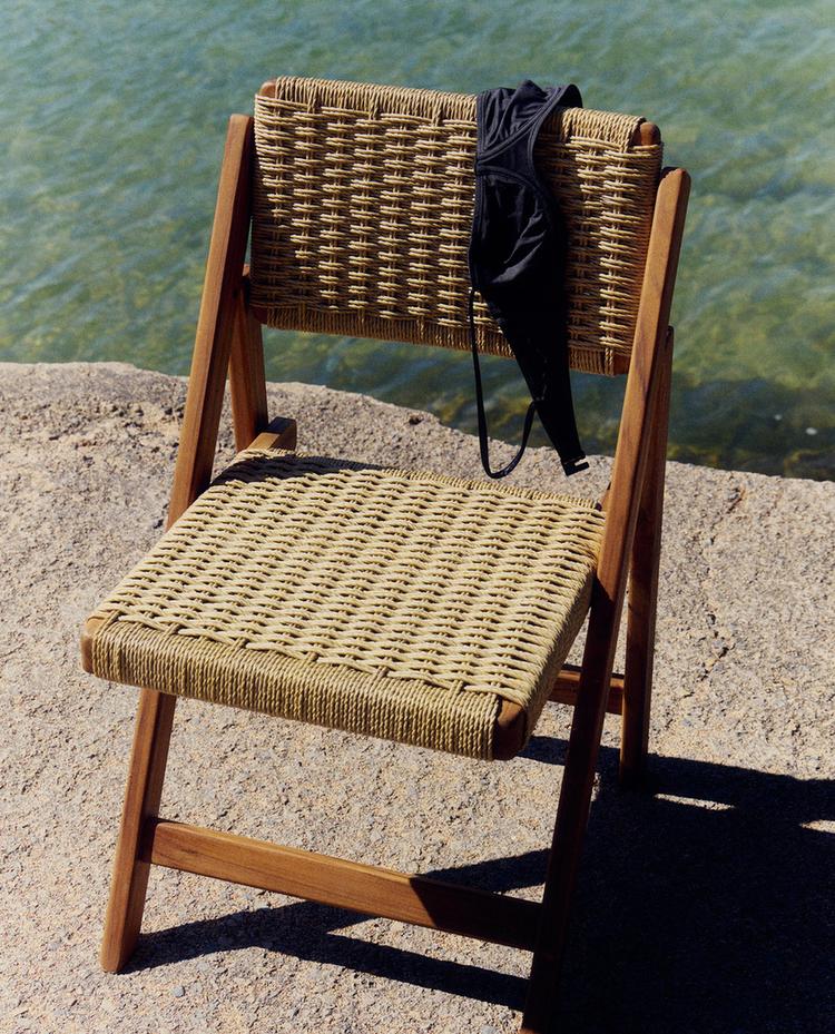 CHAISE PLIANTE EXTÉRIEUR TECK TRESSÉ