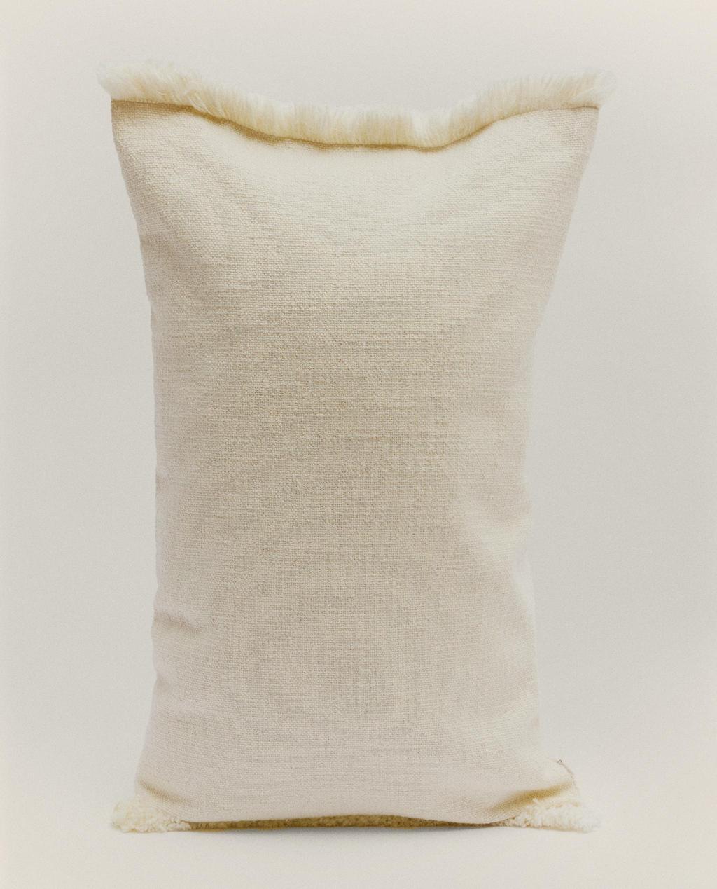 STRIPED CUSHION COVER WITH FRINGING