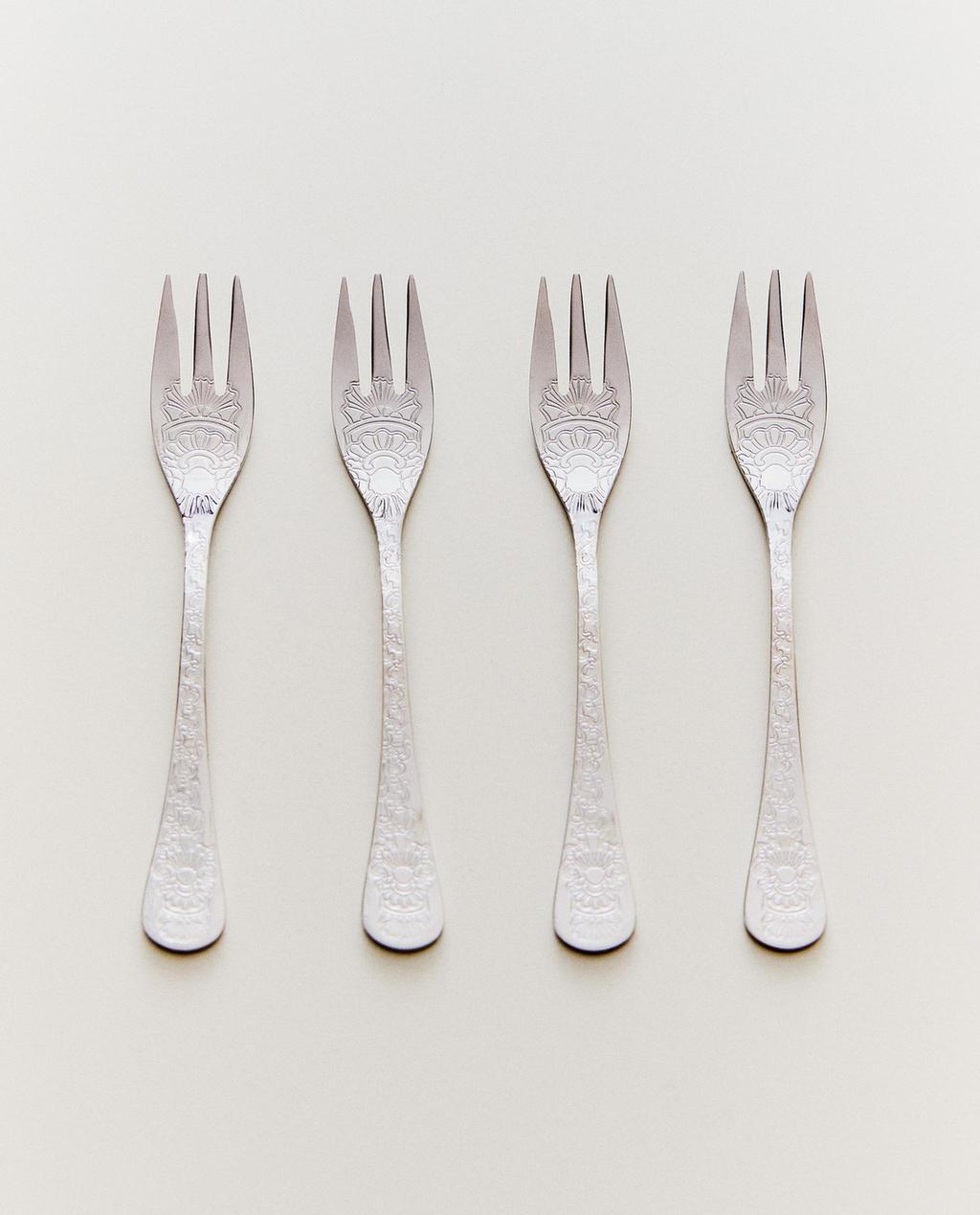 ENGRAVED STEEL DESSERT FORK PACK (PACK OF 4)