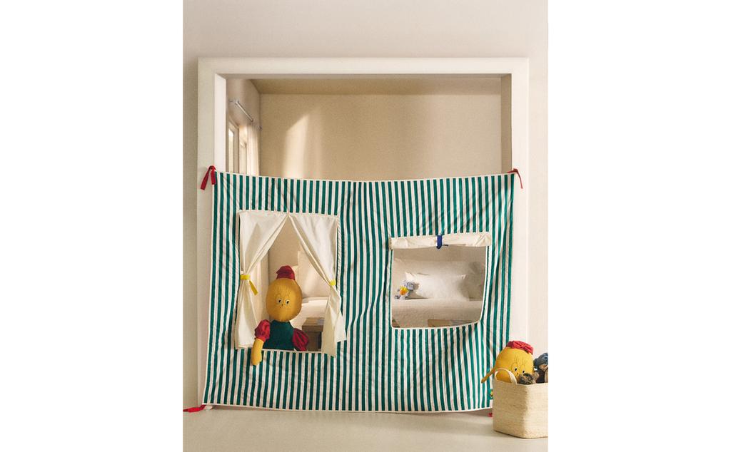 KIDS' X THE ANIMALS OBSERVATORY COTTON CURTAIN WITH WINDOWS