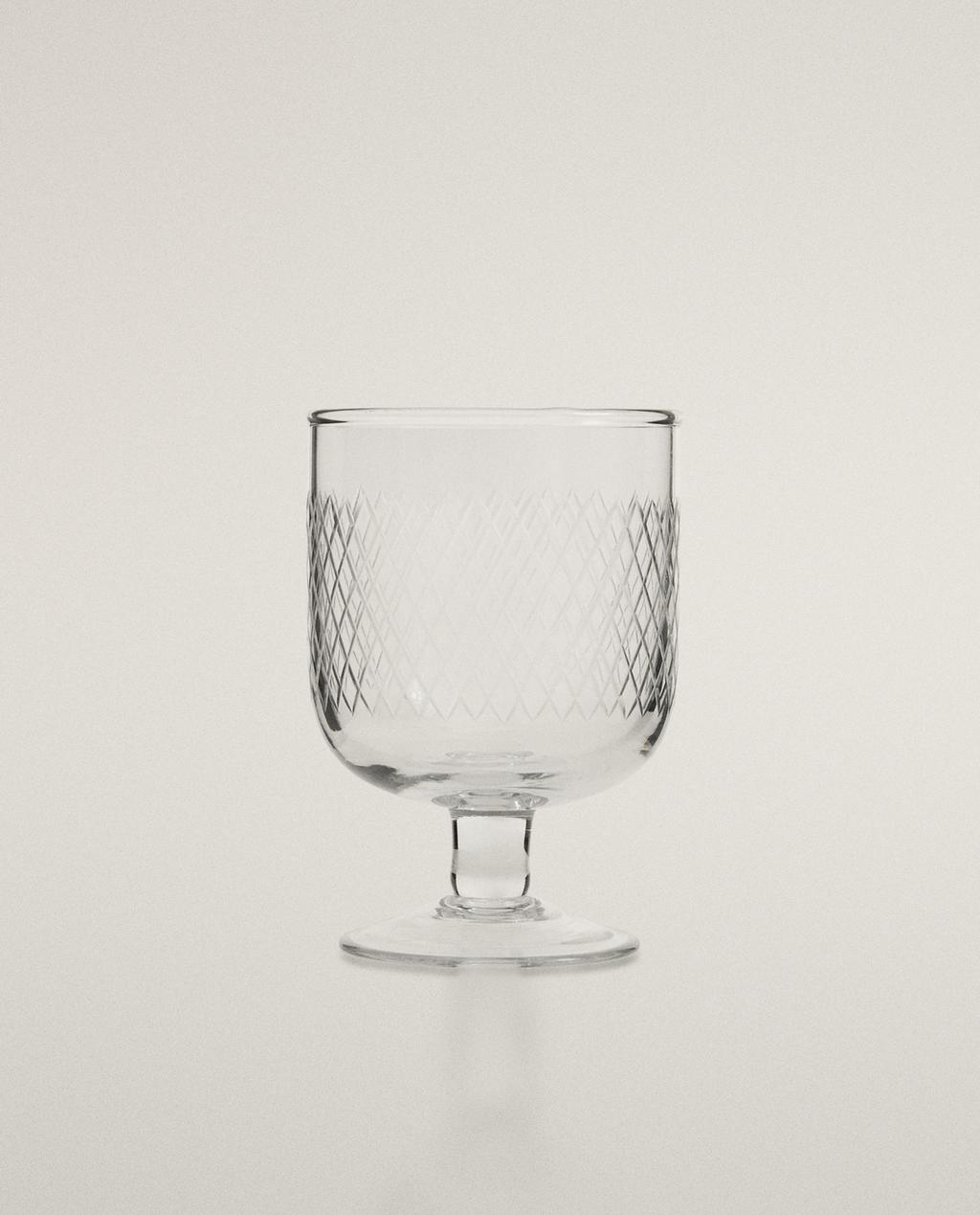 CARVED GLASS GOBLET