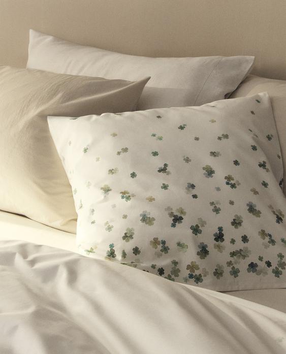 TAIE D’OREILLER PERCALE TRÈFLES