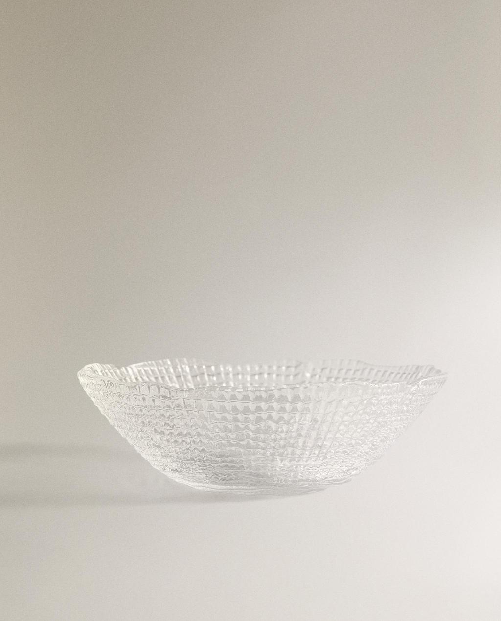 GLASS BOWL WITH RAISED DESIGN
