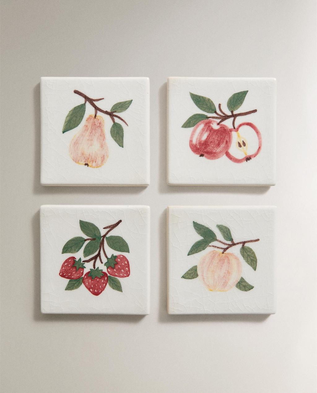 PACK OF FRUIT STONEWARE COASTERS (PACK OF 4)