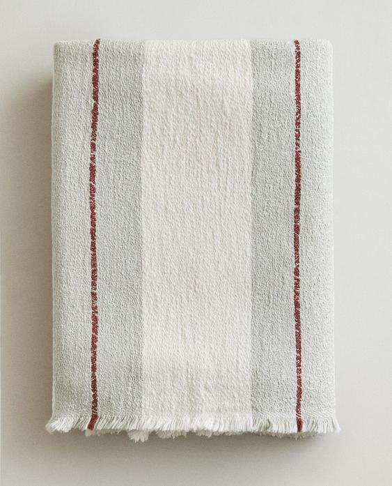 STRIPED COTTON LINEN THROW