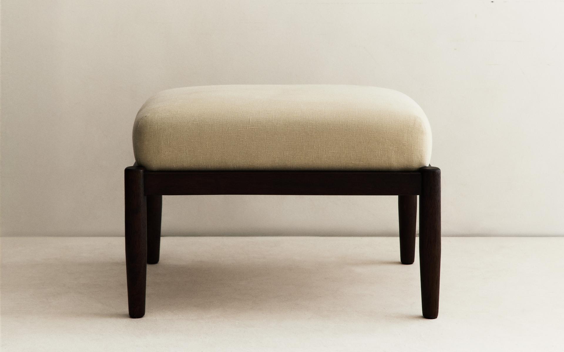 WOOD AND LINEN REST STOOL