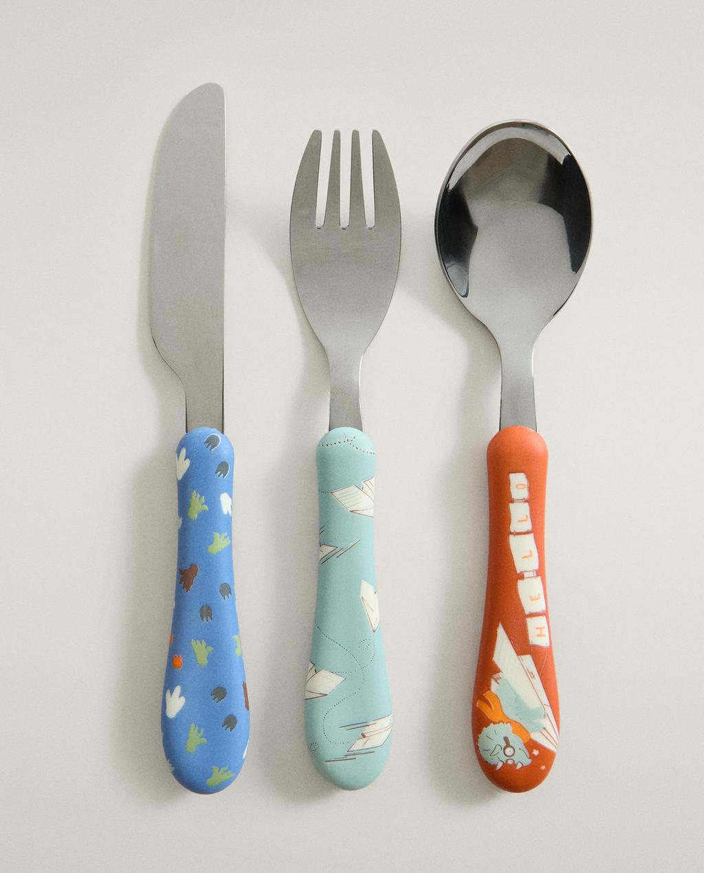 CHILDREN'S DINOSAUR CUTLERY SET