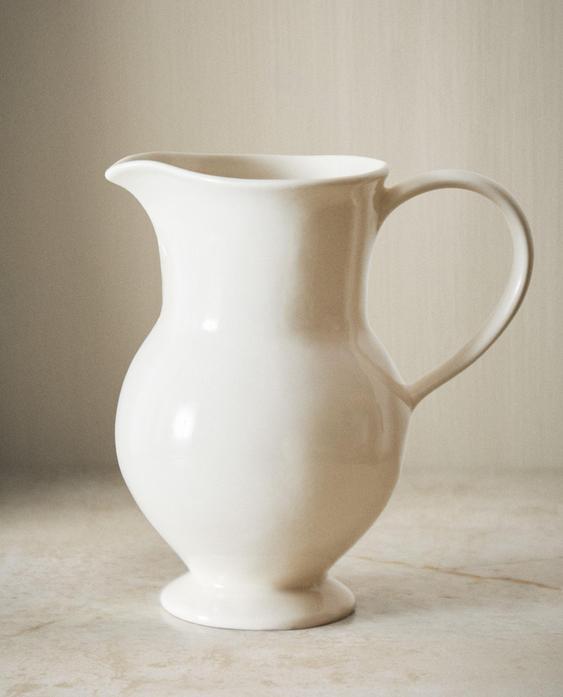DECORATIVE CREAM CERAMIC JUG