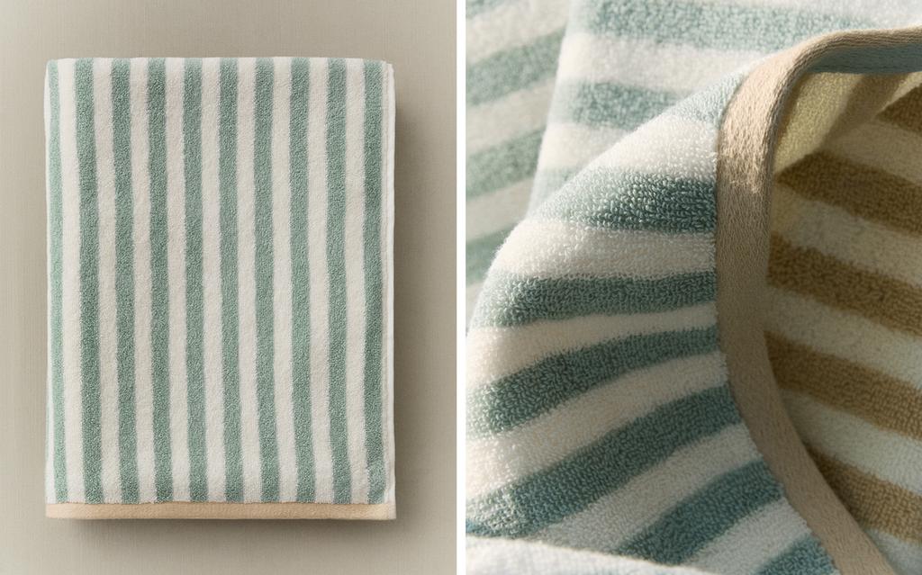 REVERSIBLE STRIPED BATH TOWEL