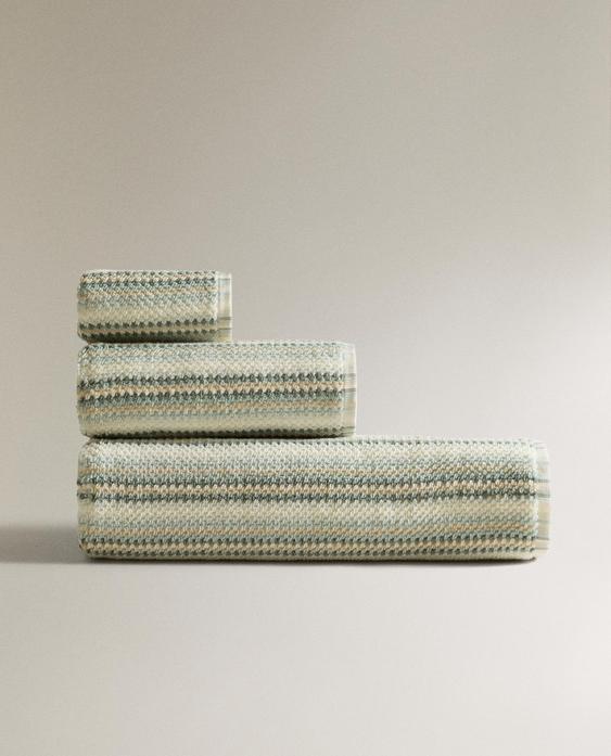 COTTON STRIPED BATH TOWEL
