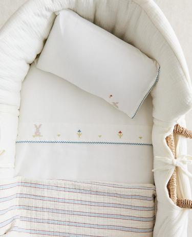 ENSEMBLE TAIE D’OREILLER ET DRAP DE DESSUS LIT BÉBÉ LAPIN