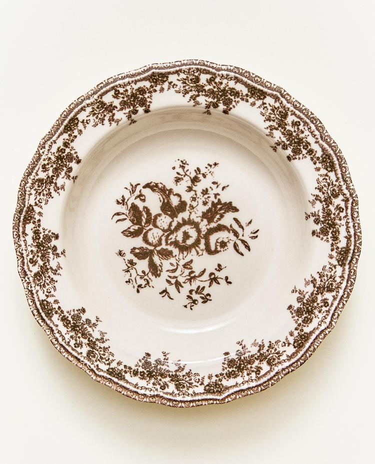 PLATO HONDO LOZA FLORAL