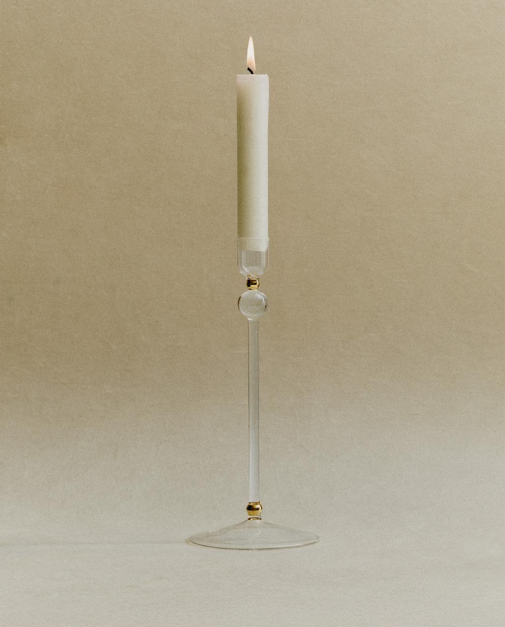 CANDLEHOLDER WITH GOLD DETAIL