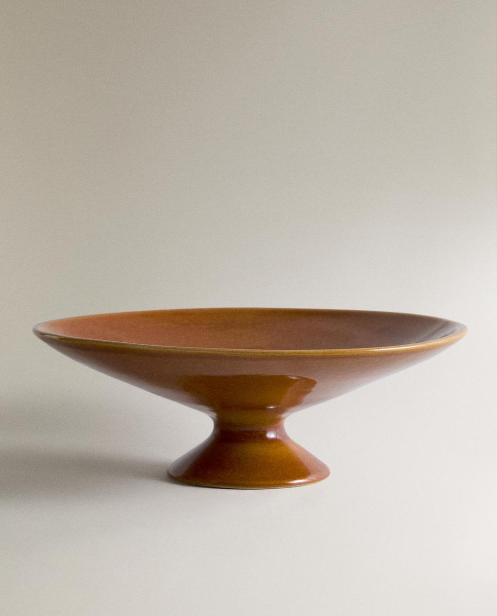 DECORATIVE BROWN CERAMIC BOWL
