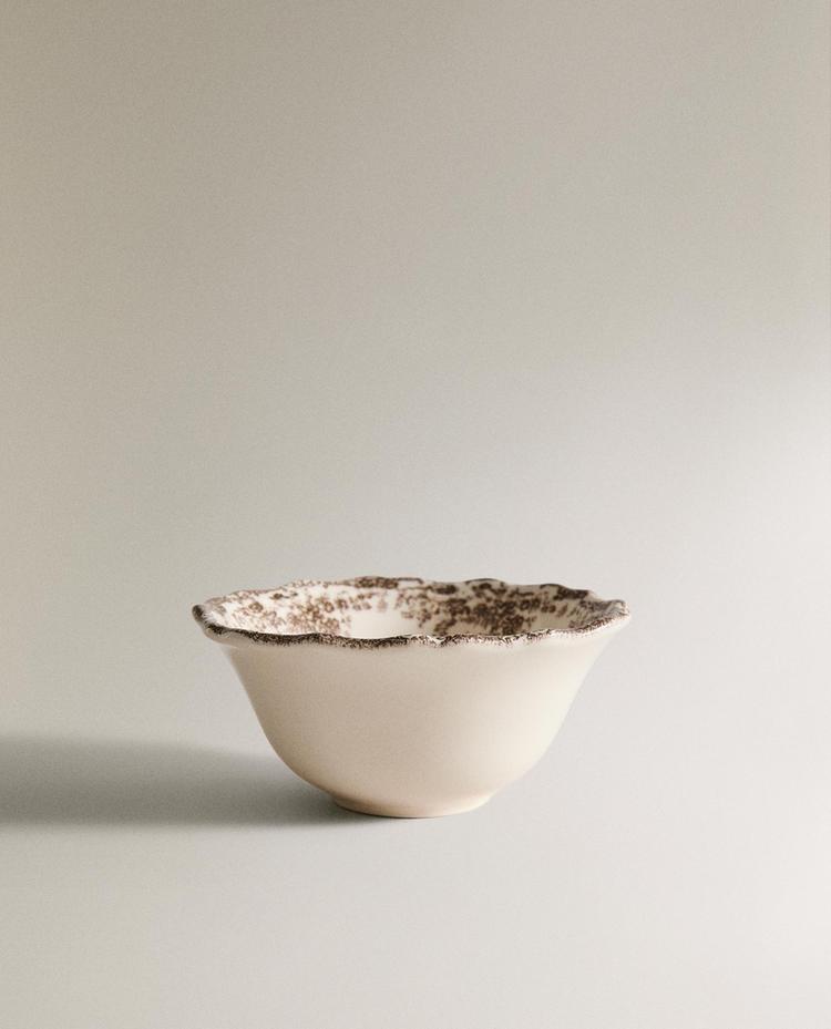 FLORAL EARTHENWARE SNACK BOWL