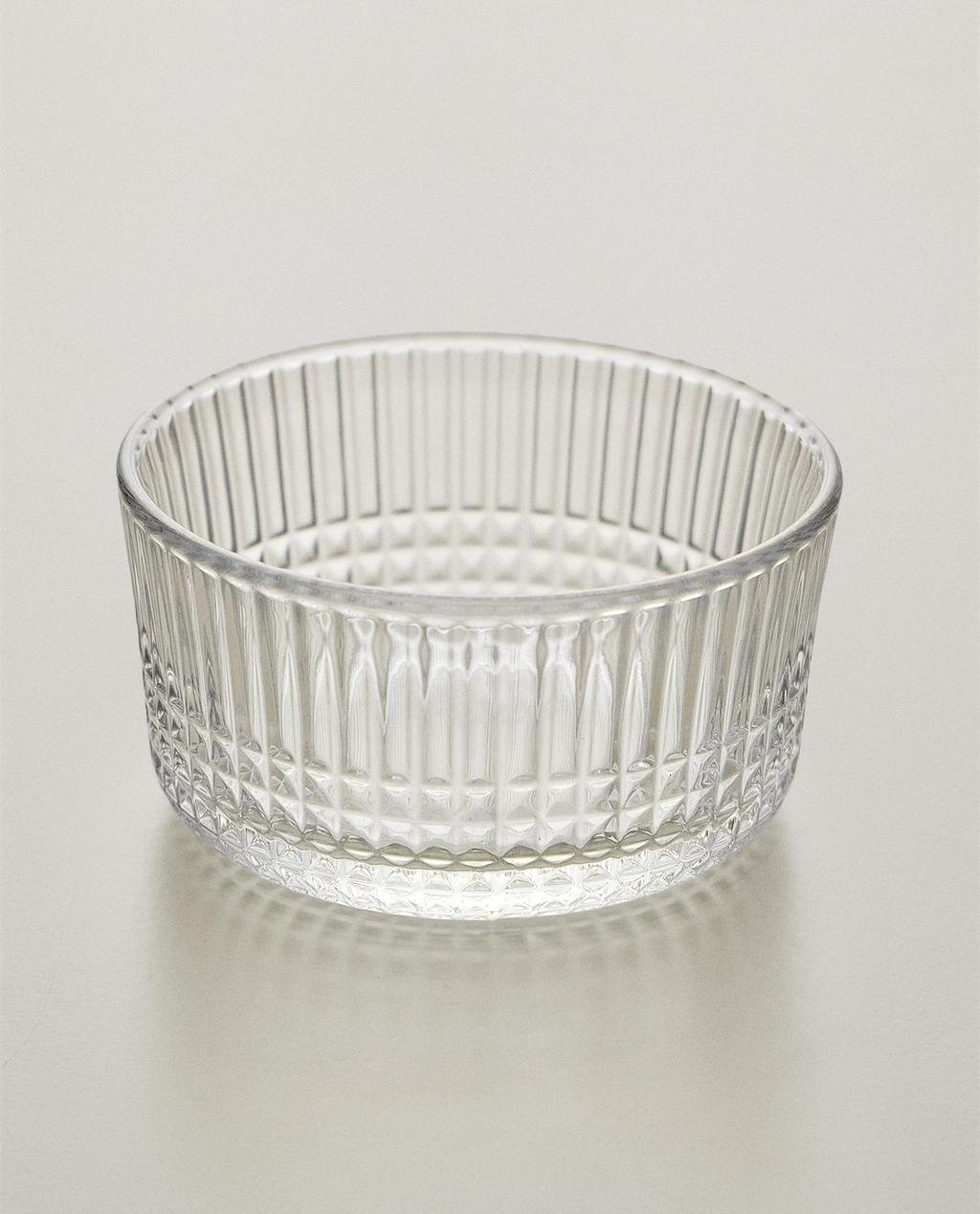 GLASS MINI BOWL WITH RAISED GEOMETRIC DESIGN
