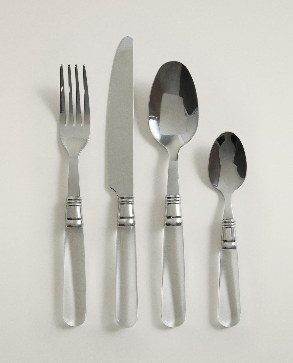 CUTLERY SET WITH TRANSPARENT HANDLES (SET OF 4)