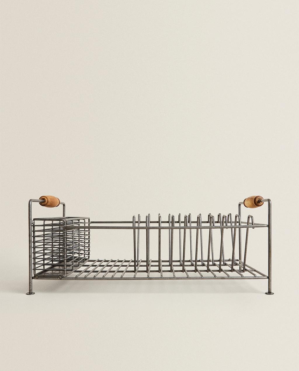IRON AND ACACIA WOOD DISH DRAINER