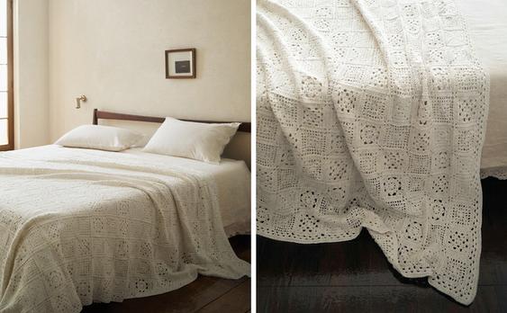 TAGESDECKE AUS BAUMWOLLE MIT HÄKELEI-PATCHWORK