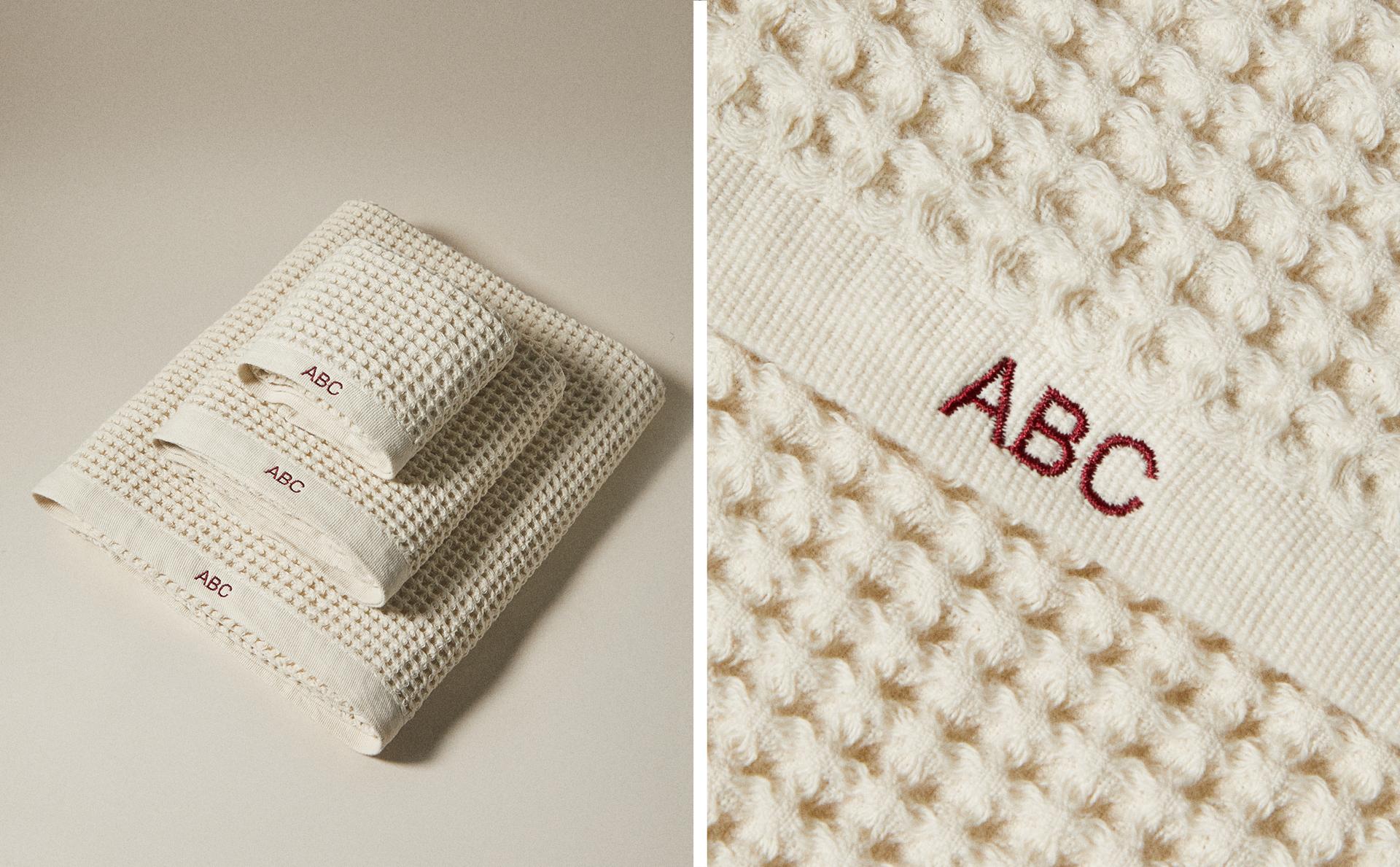 WAFFLE-KNIT COTTON BATH TOWEL