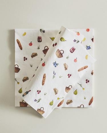 LOT DE SERVIETTES EN PAPIER PIQUE-NIQUE (LOT DE 20)