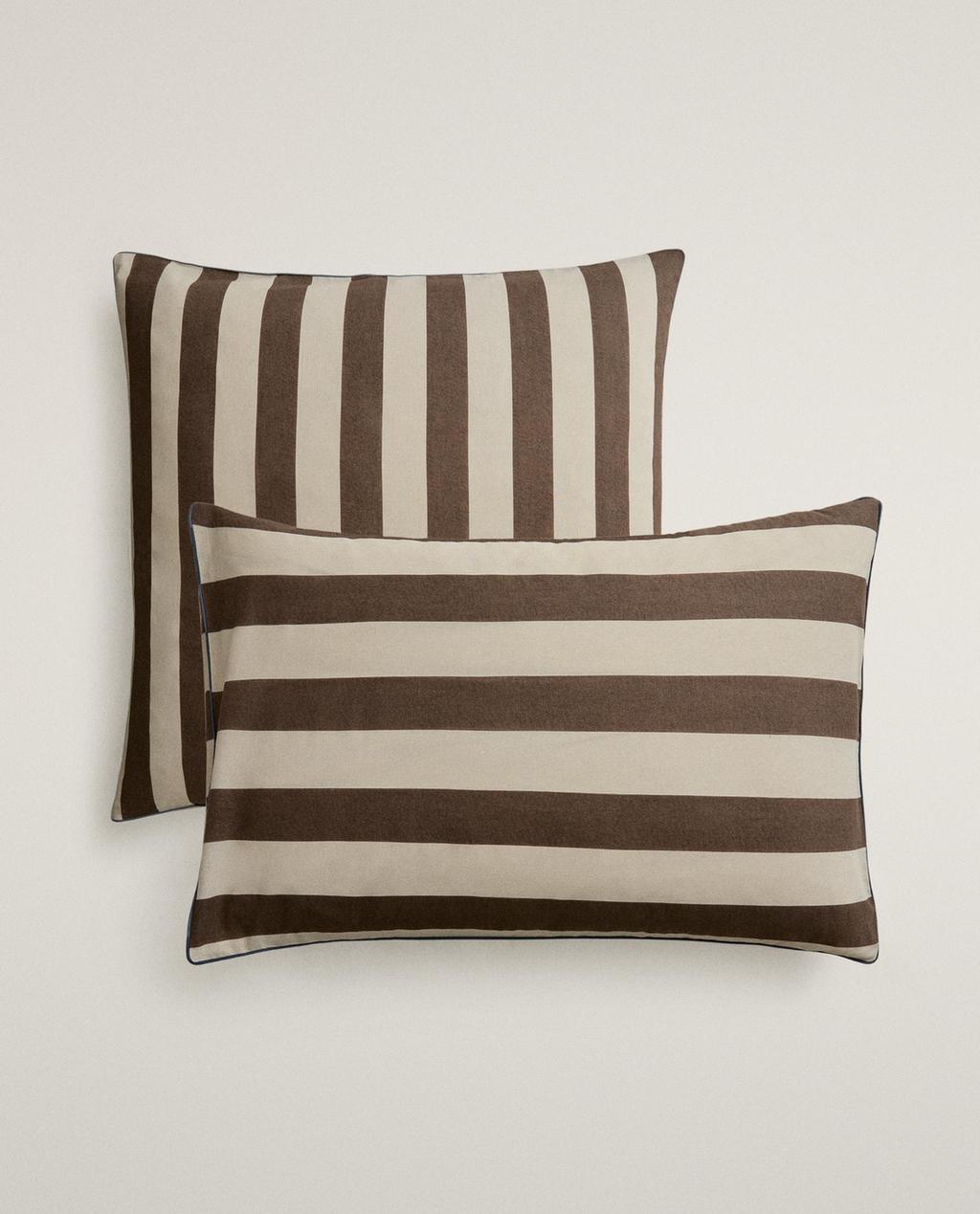 FUNDA DE ALMOHADA DE ALGODÓN LAVADO A RAYAS