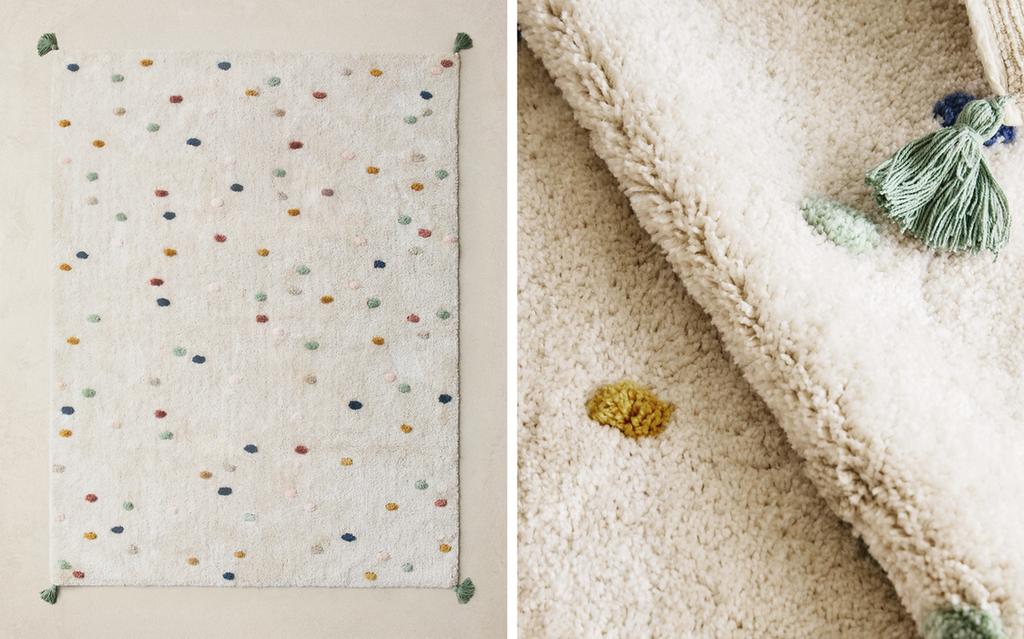 KIDS' MULTICOLOURED POLKA DOT COTTON RUG