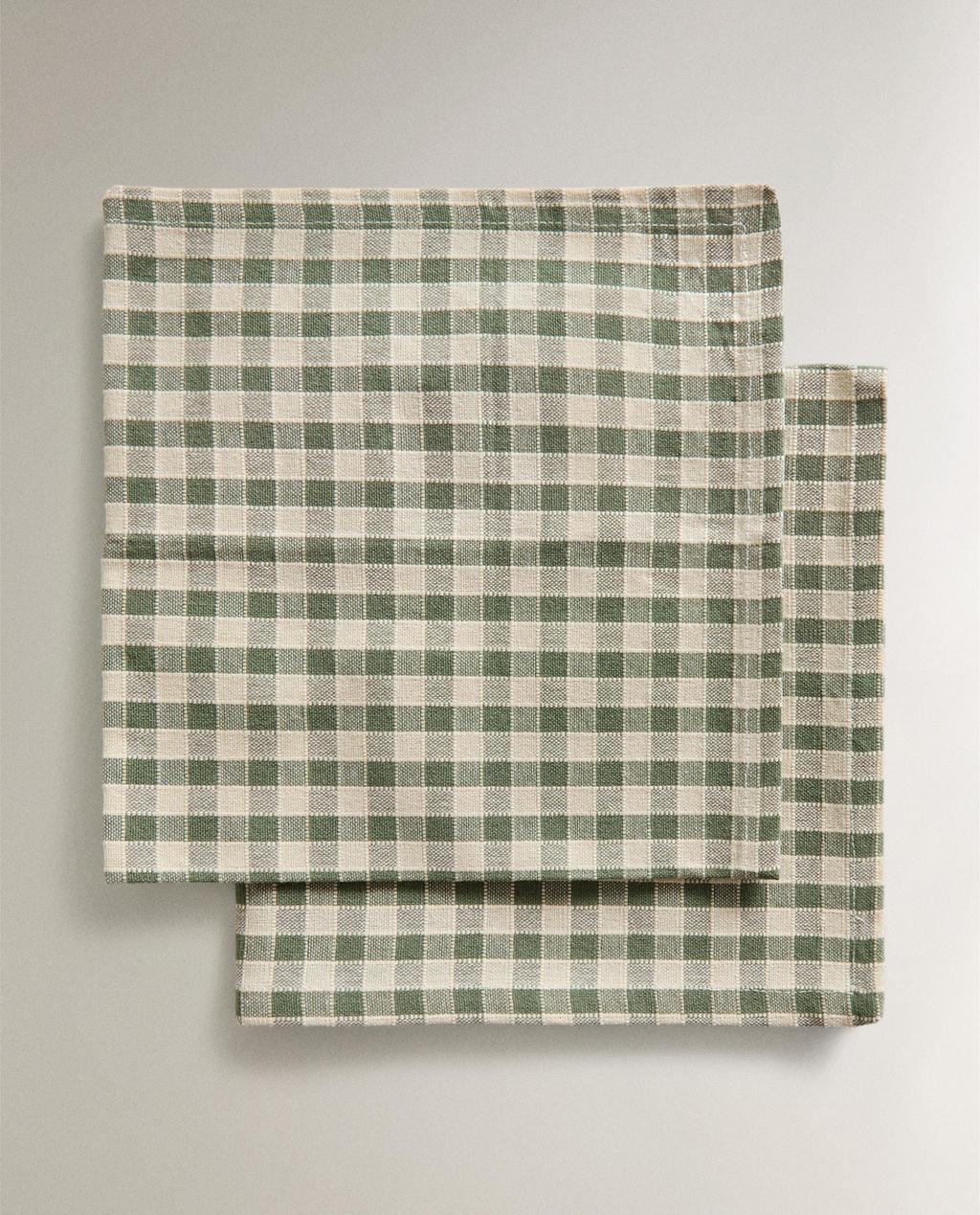 PACK OF CHECK NAPKINS WITH TOPSTITCHING (PACK OF 2)