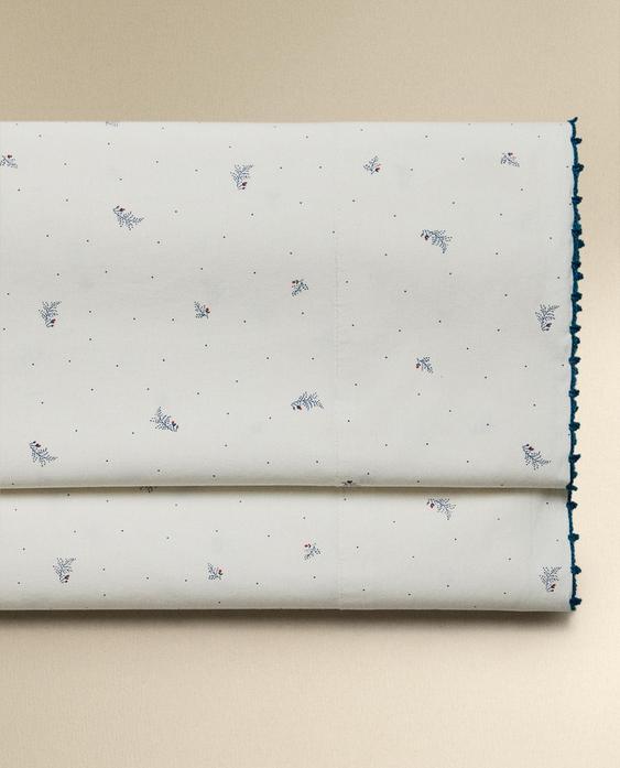 KIDS' COTTON LEAF AND DOT FLAT SHEET