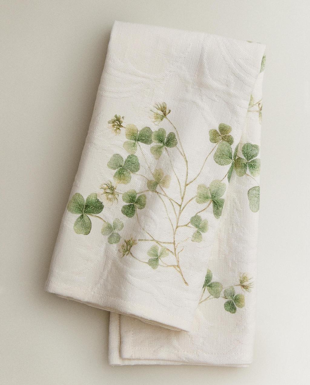 LOT DE SERVIETTES JACQUARD IMPRIMÉ TRÈFLE (LOT DE 2)