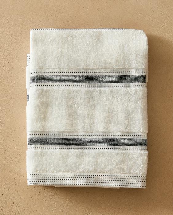 STRIPED COTTON TERRY TEA TOWEL