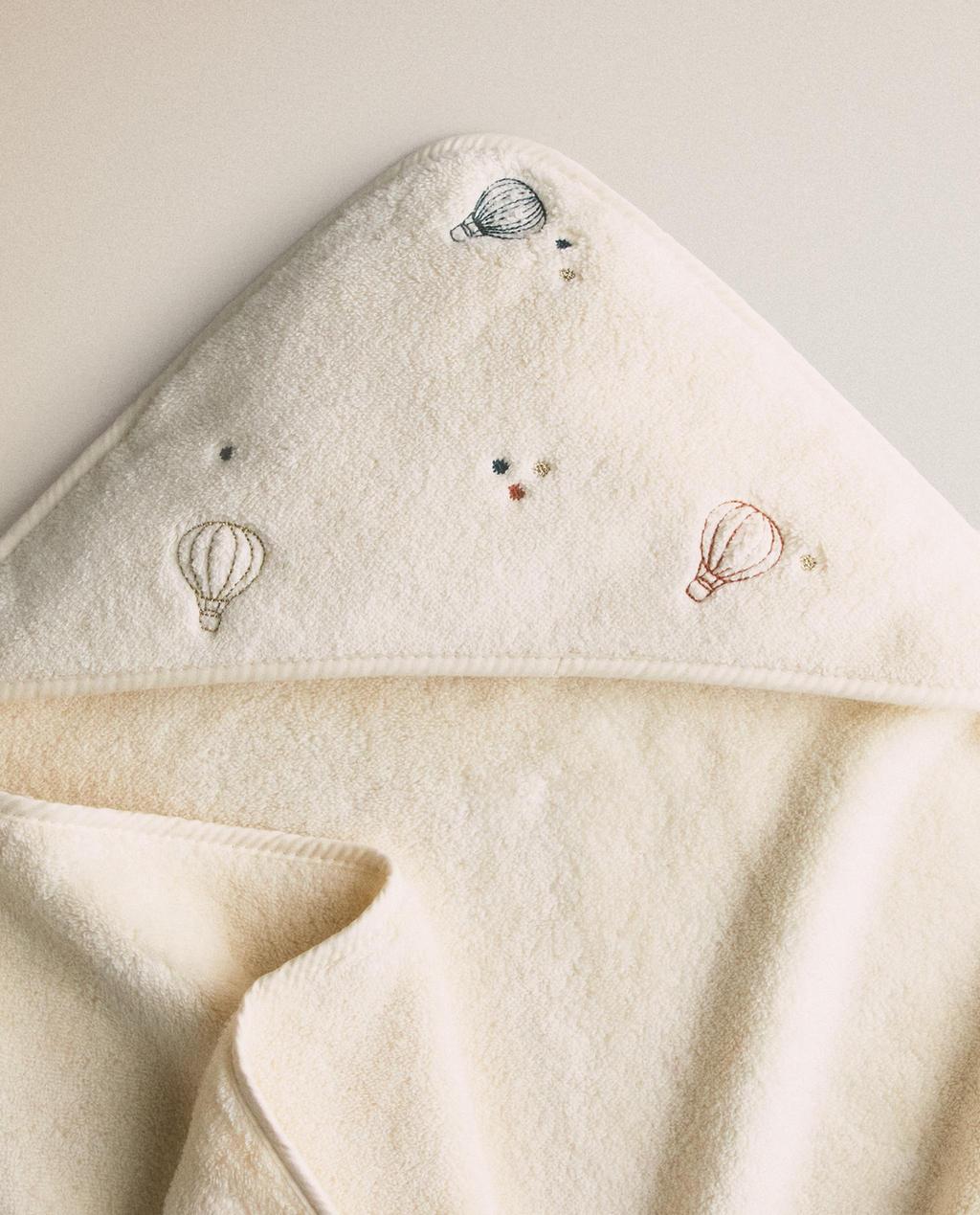 SERVIETTE DE BAIN CAPUCHE BÉBÉ BALLONS