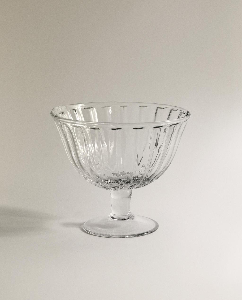 TAÇA DE SORVETE DE VIDRO LISTRADO