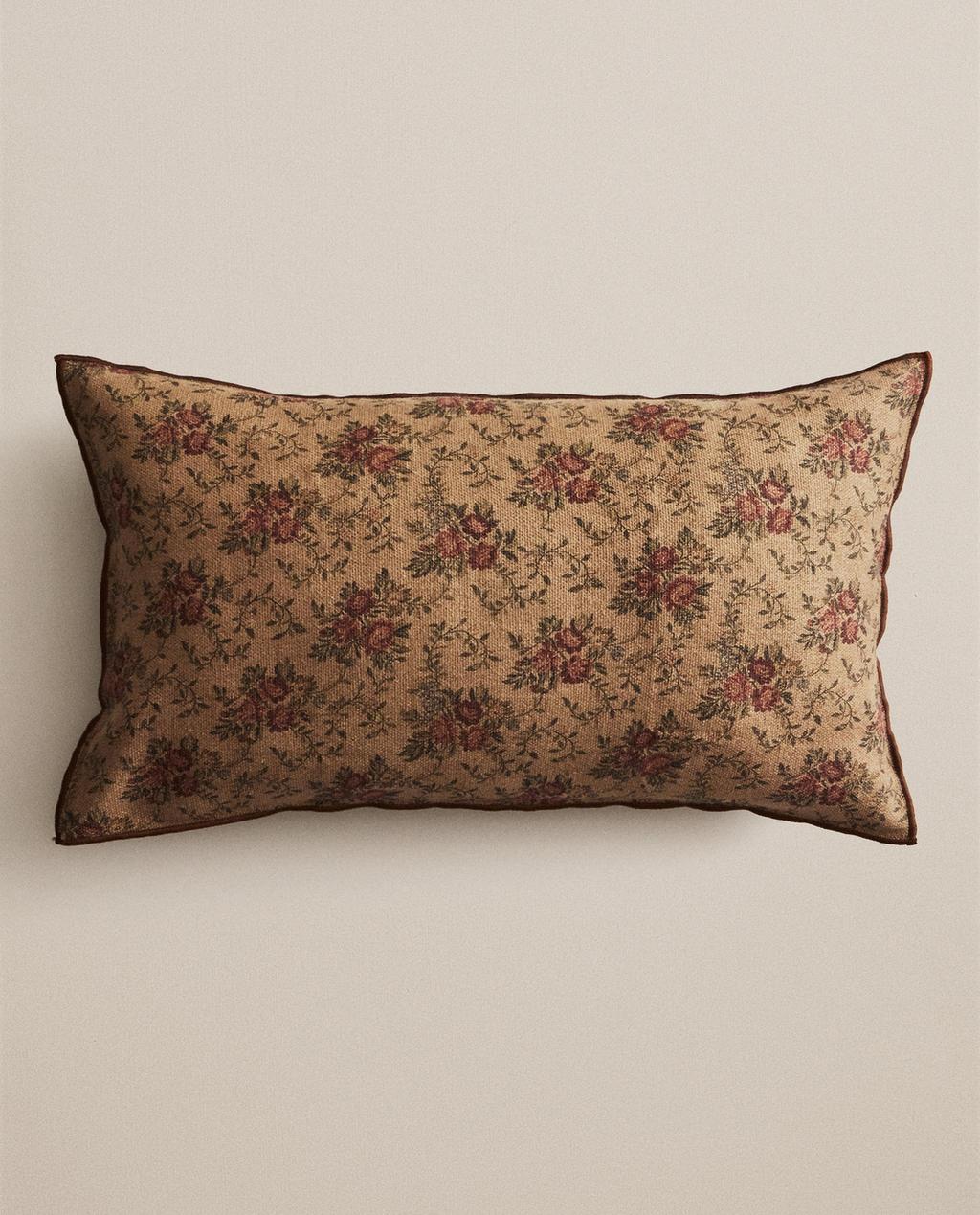 PRINTED LINEN CUSHION COVER