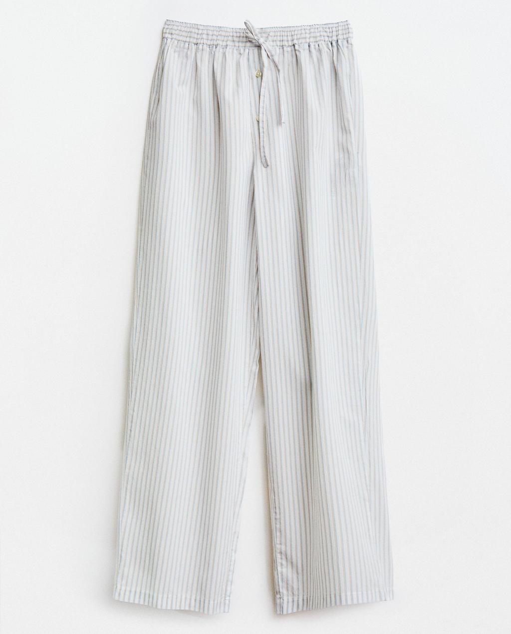 STRIPED COTTON POPLIN TROUSERS