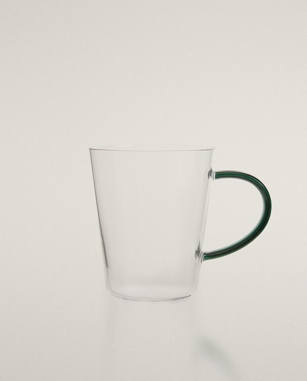 BOROSILICATE GLASS MUG WITH COLOURED HANDLE