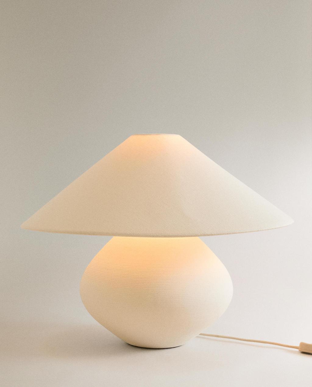 LAMPE DE TABLE GRÈS ET LIN
