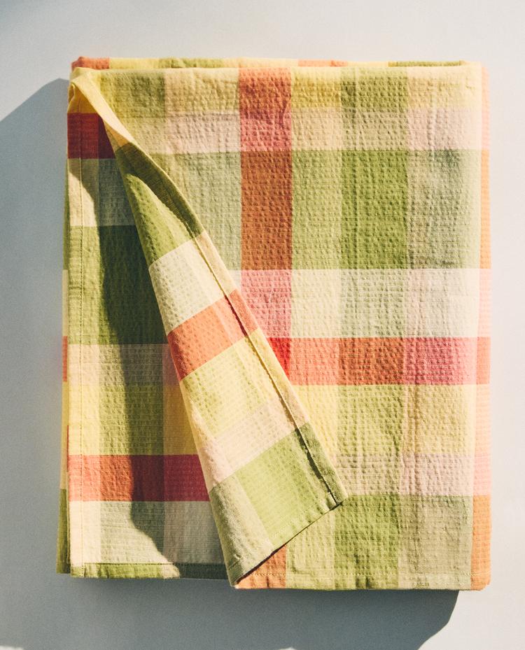 CHECK PRINT COTTON TABLECLOTH